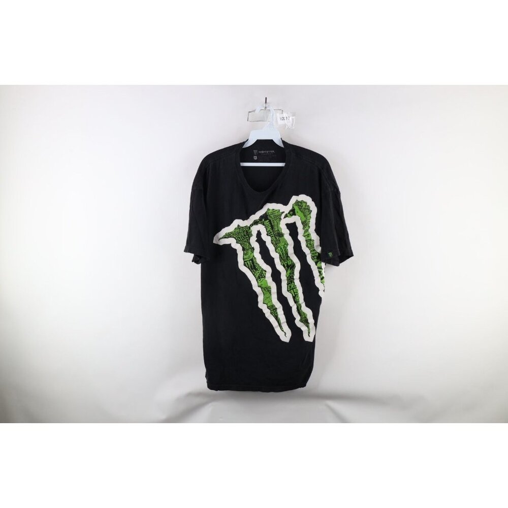 Vtg Monster Energy Drink Mens XL Faded Spell Out Big Logo Short Sleeve T-Shirt